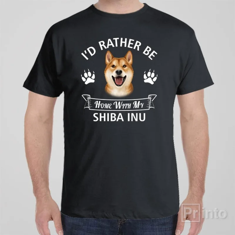 I'd rather stay home with my Shiba Inu - T-shirt