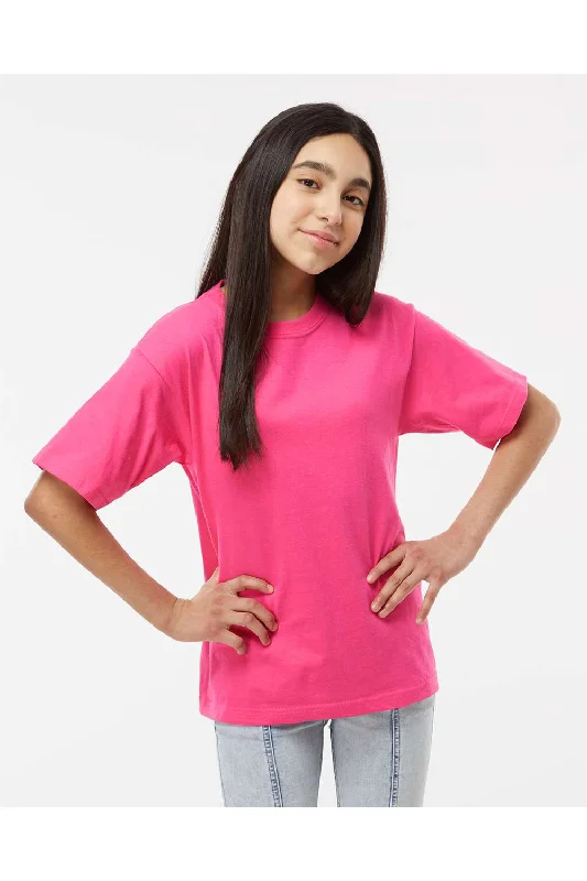 M&O Youth Gold Soft Touch Short Sleeve Crewneck T-Shirt - Heliconia Pink