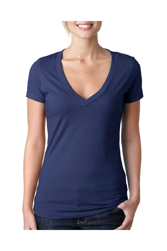 Next Level Womens CVC Jersey Short Sleeve V-Neck T-Shirt - Storm Blue - Closeout