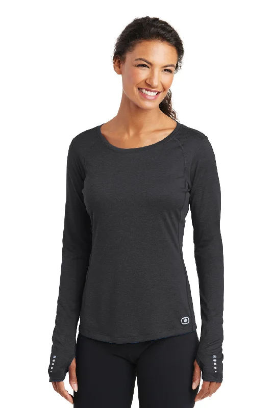 Ogio Womens Endurance Pulse Jersey Moisture Wicking Long Sleeve Crewneck T-Shirt - Blacktop