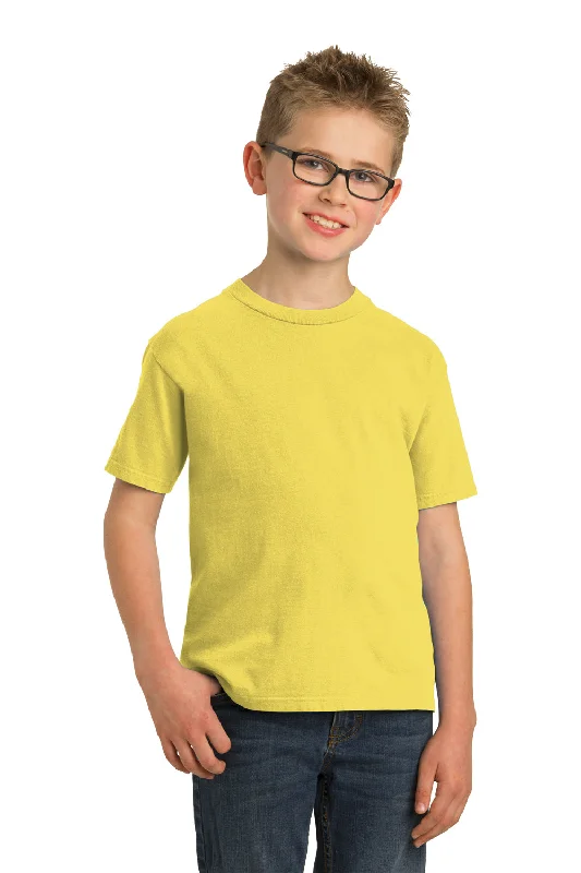 Port & Company Youth Beach Wash Short Sleeve Crewneck T-Shirt - Popcorn Yellow