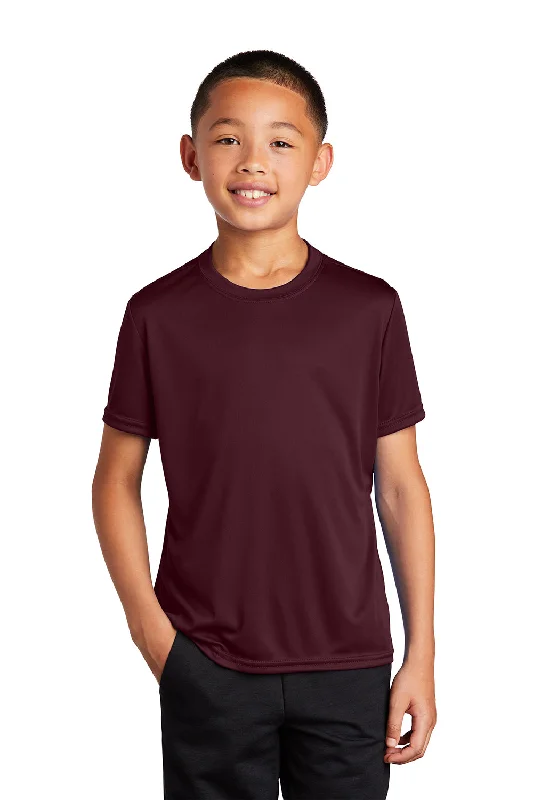 Port & Company Youth Dry Zone Performance Moisture Wicking Short Sleeve Crewneck T-Shirt - Athletic Maroon