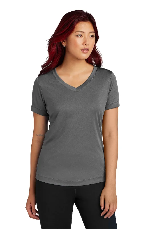 Sport-Tek Womens Competitor Moisture Wicking Short Sleeve V-Neck T-Shirt - Iron Grey