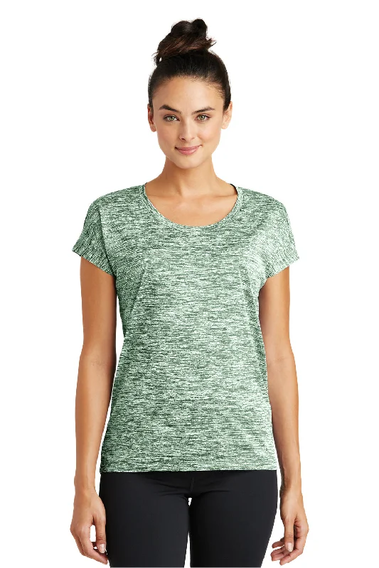 Sport-Tek Womens Electric Heather Moisture Wicking Short Sleeve Crewneck T-Shirt - Forest Green Electric - Closeout