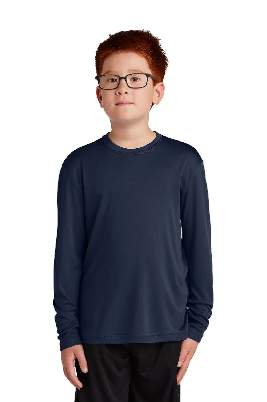 Sport-Tek Youth Competitor Moisture Wicking Long Sleeve Crewneck T-Shirt - True Navy Blue