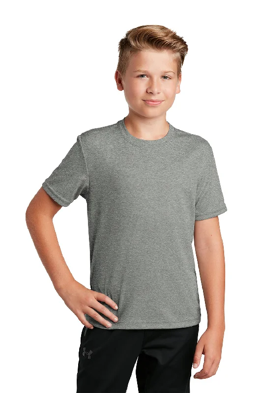 Sport-Tek Youth RacerMesh Moisture Wicking Short Sleeve Crewneck T-Shirt - Heather Grey