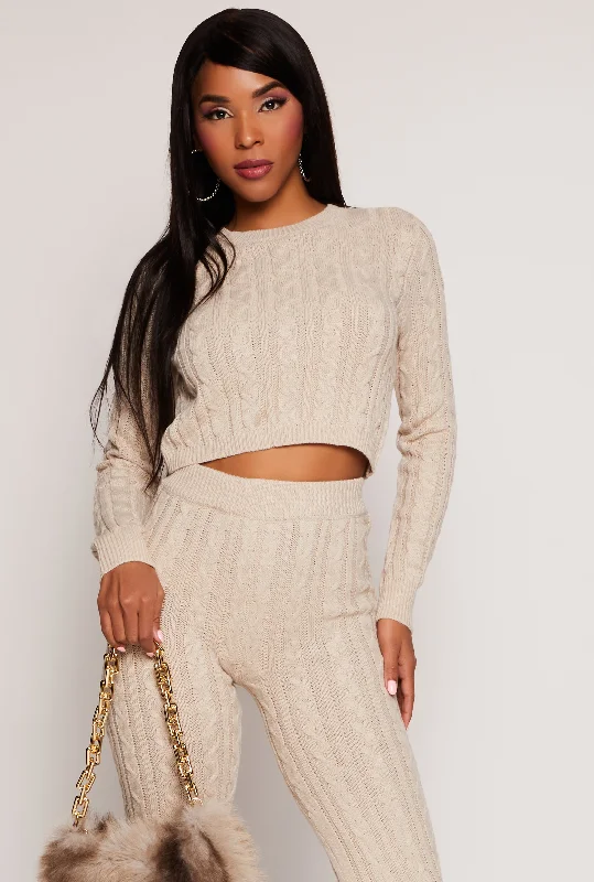 Cable Knit Cropped Sweater