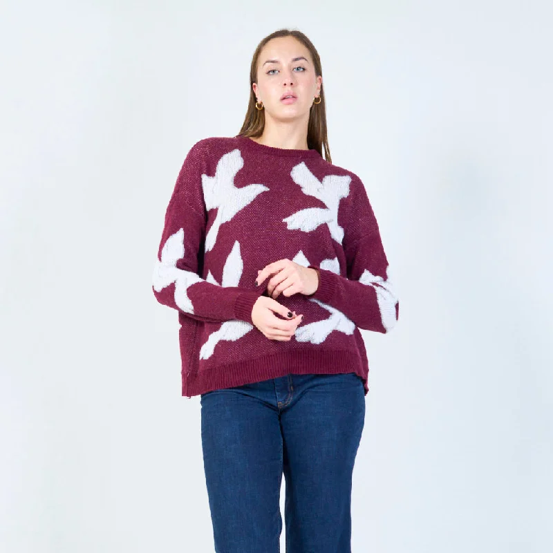 Oversized sweater with bird motif wholesale