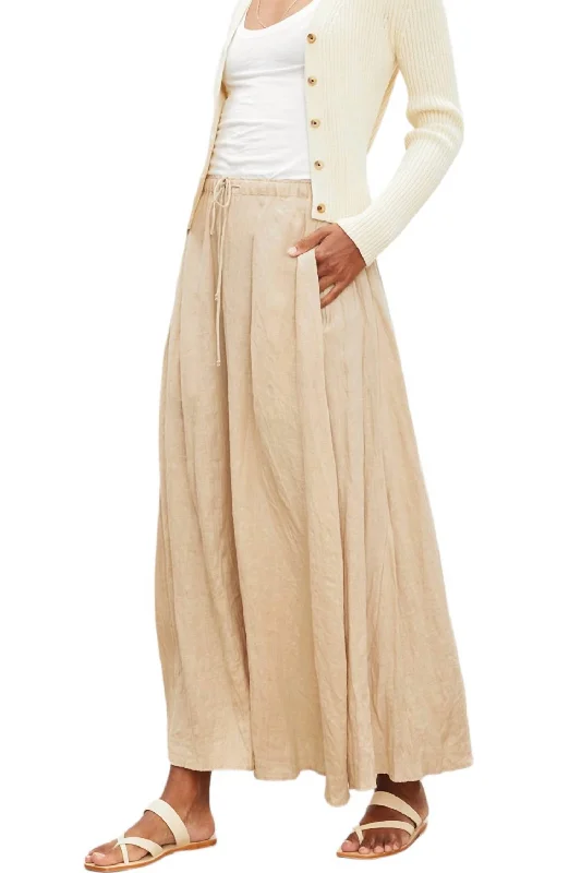 Bailey Woven Linen Skirt In Bisquit