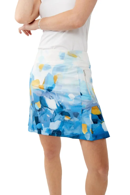 Brush Stroke Mini Skirt In Blue Dreams