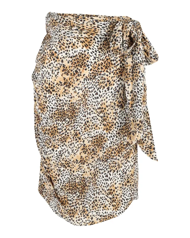 Celine Draped Skirt in Animal Print Silk