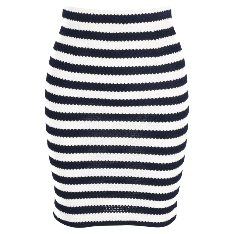 Diane von Furstenberg Striped Bandage Skirt in White Cotton