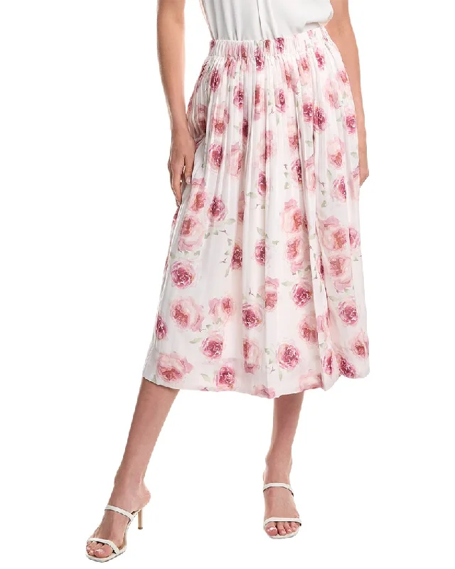 Lucy Paris Cora Tiered Linen-Blend Midi Skirt