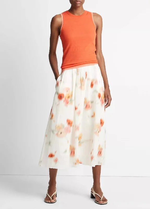 Poppy Blur Skirt In Cream Dusk