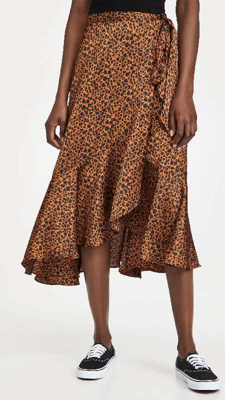 Printed Wrap Skirt In Leopard Print