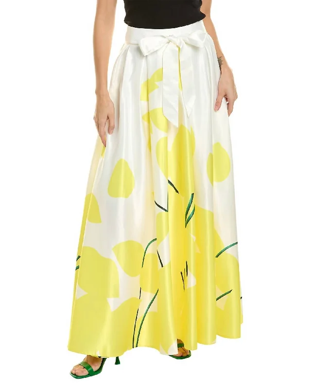 Sunny Days Maxi Skirt In White/yellow