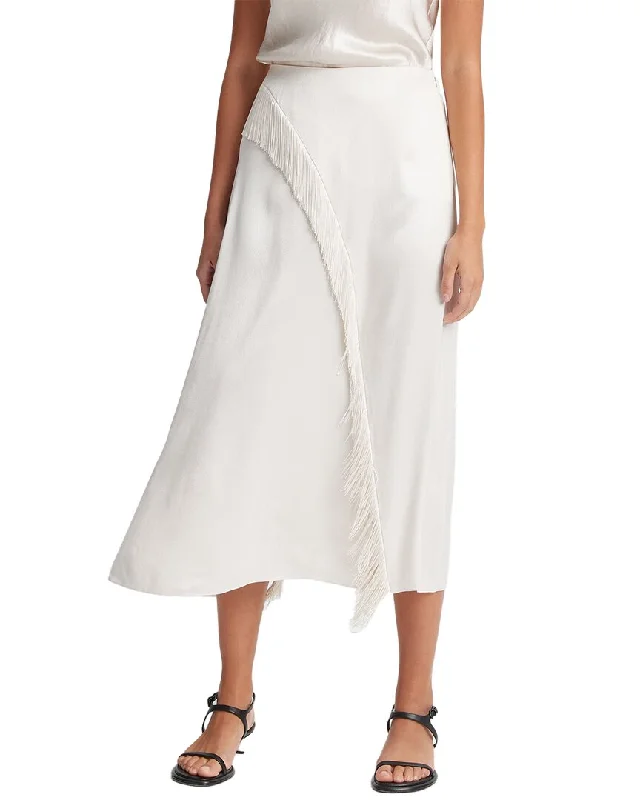 Vince Fringe Draped Asymmetric Skirt