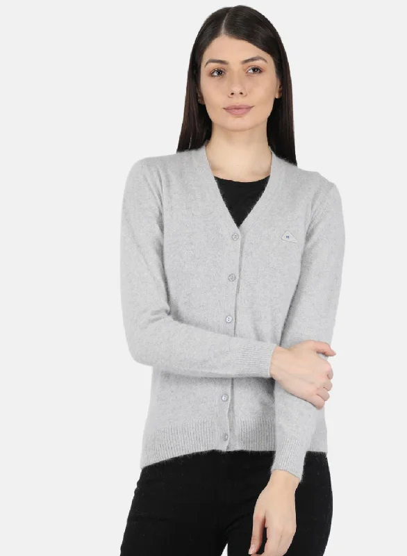 Women Grey Solid Cardigan