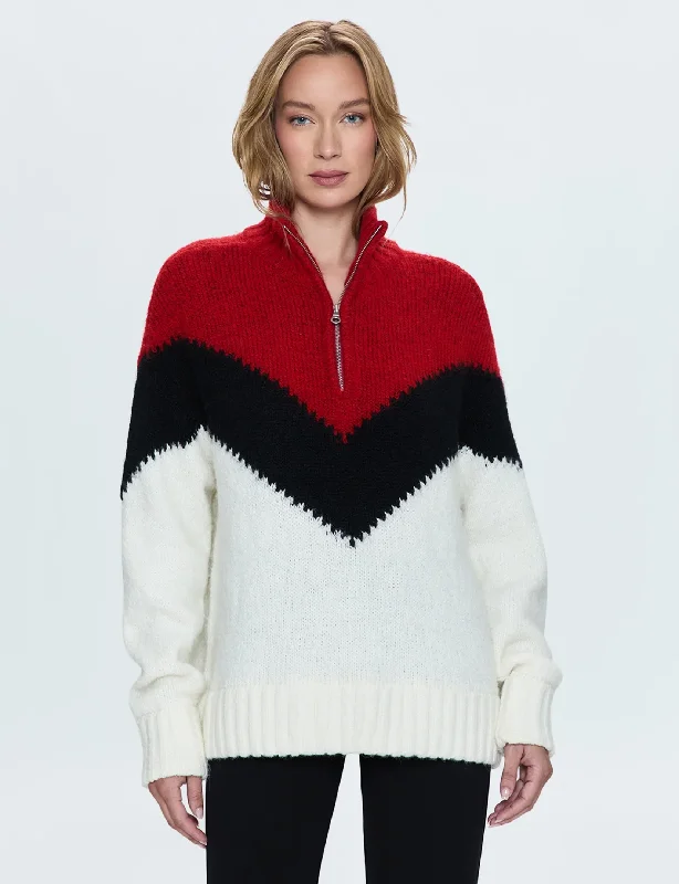 Maribel Half -Zip Sweater, Chevron