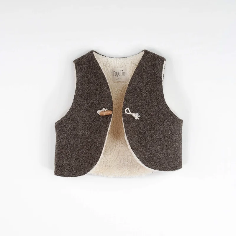 Popelin Brown Woollen Mini Waistcoat (Mod 41.1)