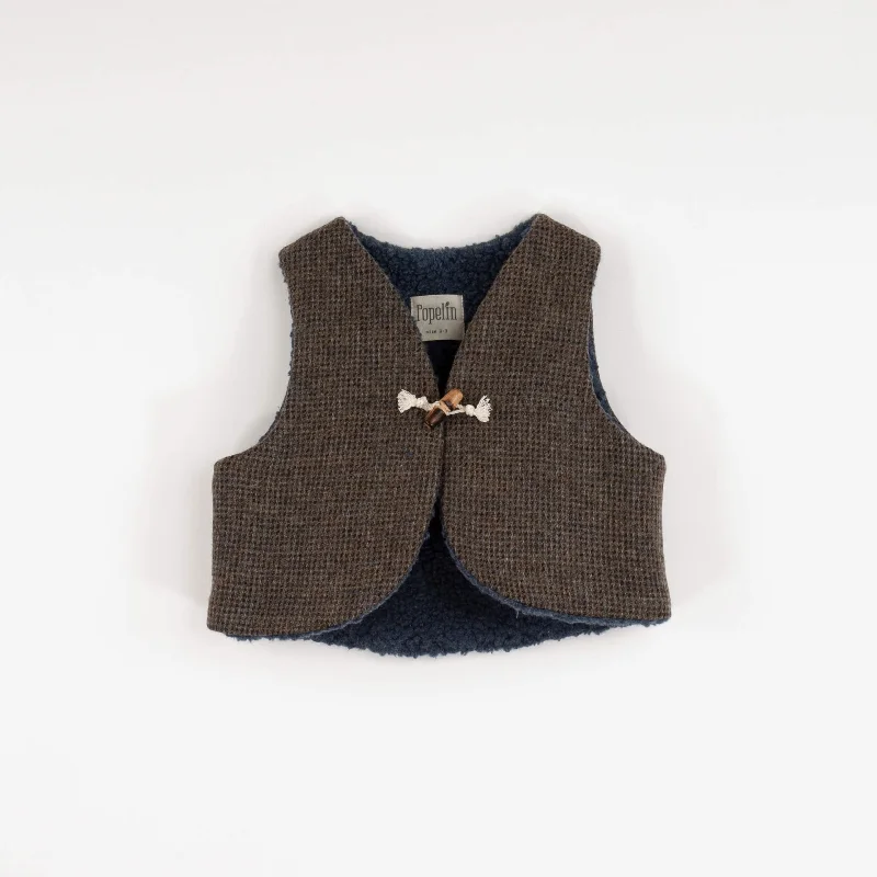 Popelin Dark Grey Woollen Mini Waistcoat (Mod 41.2)