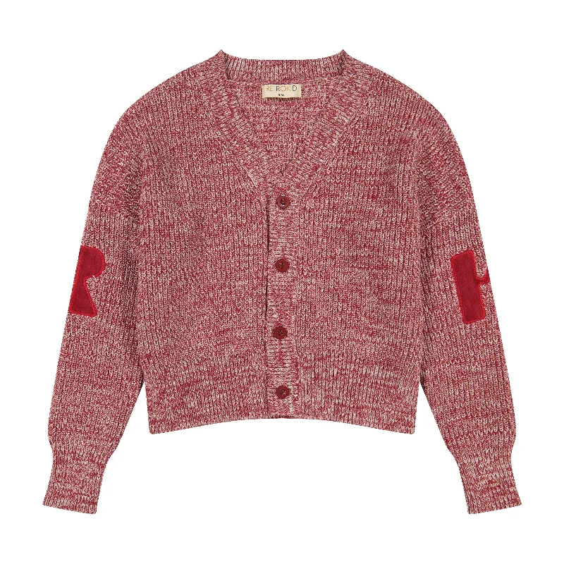 Retrokid Raspberry/Cream Nora Knit Cardigan