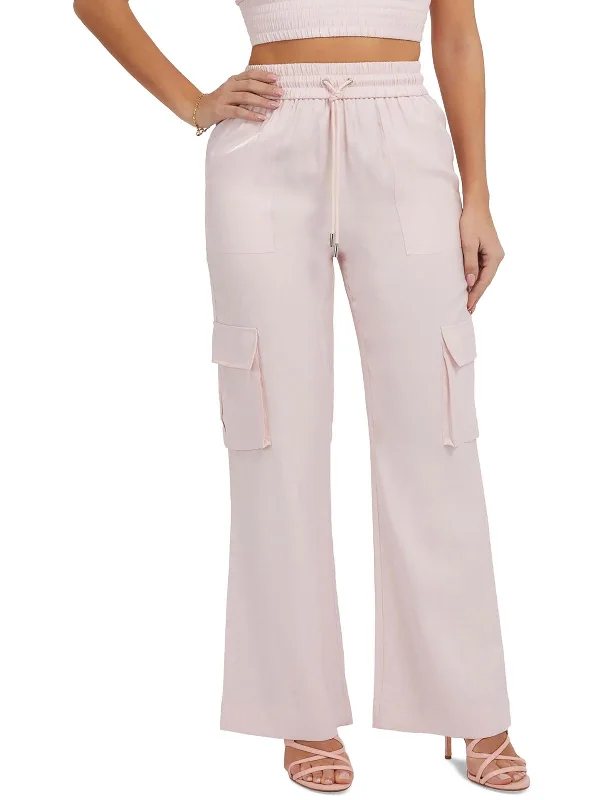 Chantal Womens Satin Cargo Pants