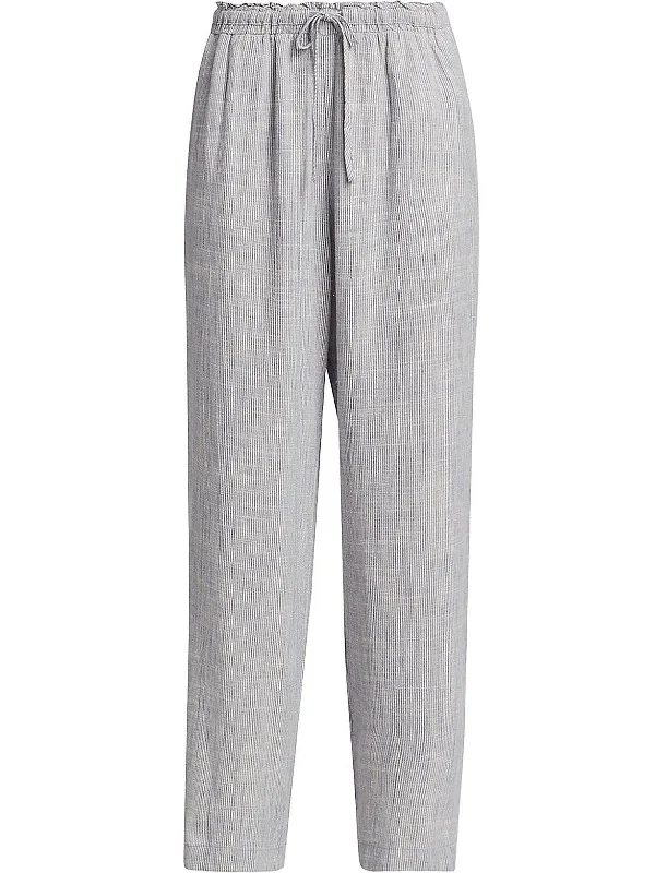 Cheyenne Womens Linen Blend Micro-striped Wide Leg Pants