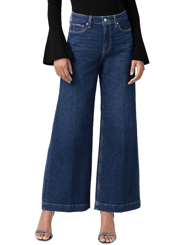 Harper Womens High Rise Denim Wide Leg Jeans