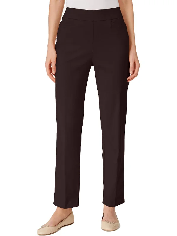 Petites Womens High Rise Stretch Ankle Pants