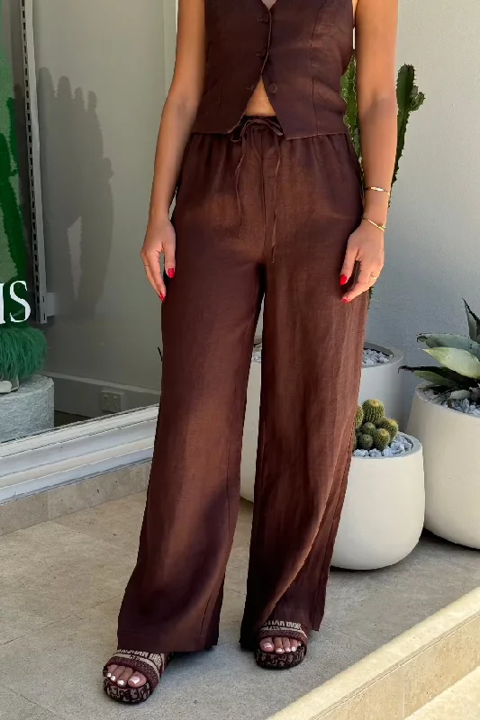 Luna Linen Pant Chocolate