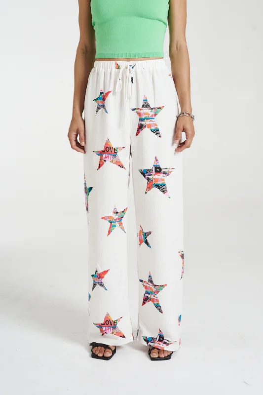 Elastic Waist Pants Star X Lovers