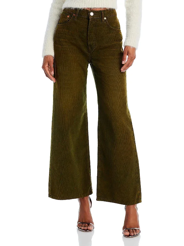 Womens Corduroy High Rise Cropped Jeans