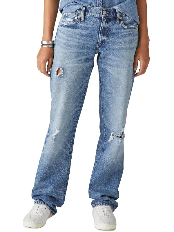 Womens Denim Destroyed Bootcut Jeans