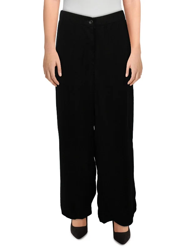 Womens High Rise Knit Wide Leg Pants