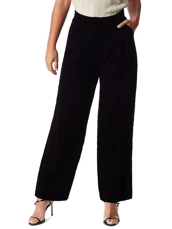 Womens Velvet High Rise Wide Leg Pants